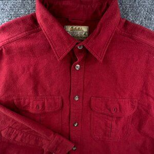 Cabelas Chamois Shirt Men's Large Cotton Heavy Weight Red Flannel Soft Legendary